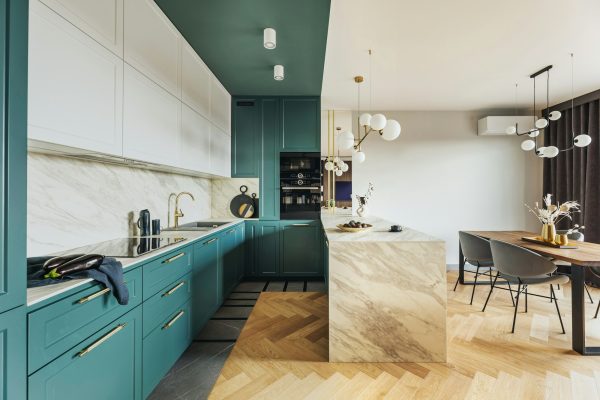Luxury modern and vintage turquoise interior
